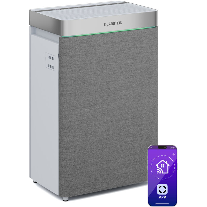 Klarstein AireLux Smart, Luftreiniger & Luftbefeuchter 2-in-1, CADR 400 m³/h, Grau