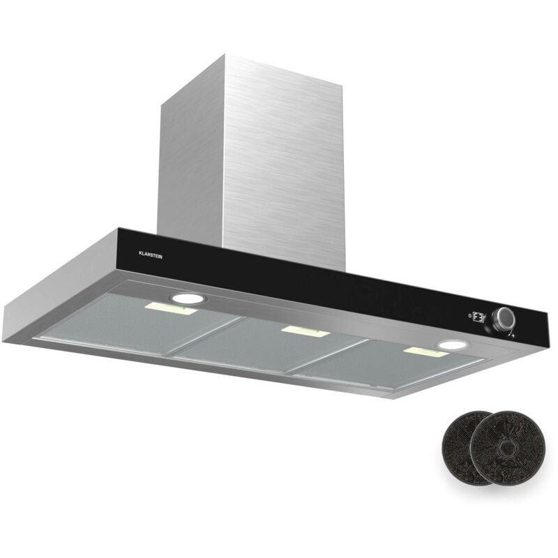 Klarstein - AirNova Hotte aspirante - 90 cm Hotte murale, 620 m³/h, cee a++, led 6500 k, Silencieuse 49 dB, Acier Inoxydable, Extraction &