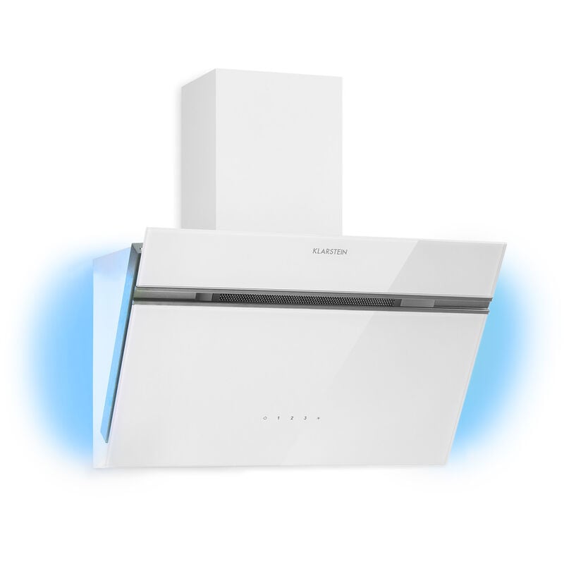 Klarstein - Hotte Aspirante 60cm, Hotte Aspirante Inclinée Silencieuse, Hotte de Cuisine 60 cm avec Lampes led rgb, Débit d'Air Puissant 594m³/h,