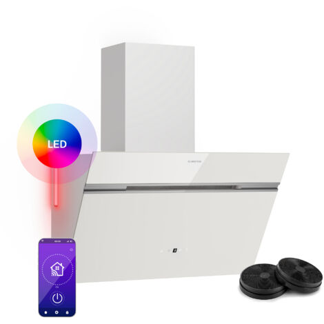 Klarstein Alina Dunstabzugshaube - 60cm Kopffreihaube, 520 m³/h Luftstrom, A++ Energieeffizienz, LED-Beleuchtung, Touch Control, Umluft & Abluft, Weiß