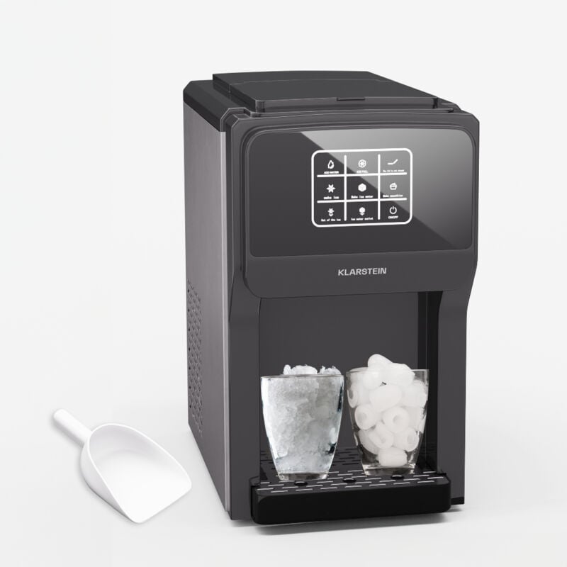 Klarstein - ArcticBlend 3-en-1 machine à glaçons, 20 kg/24 h, glaçons & glace pilée, distributeur d'eau, réservoir 6 l, acier inoxydable, machine à