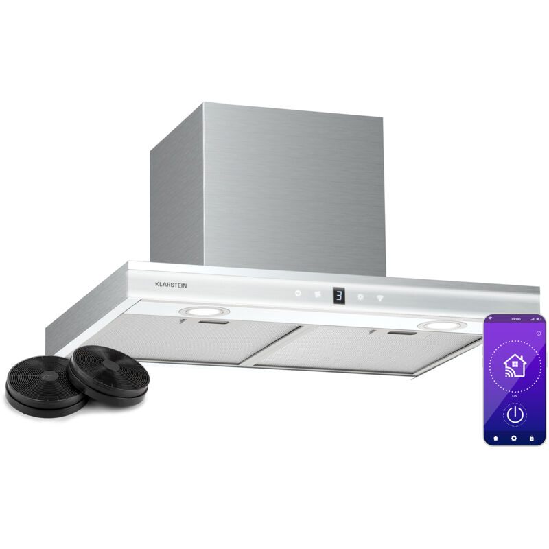 Klarstein Auriana Dunstabzugshaube - 60 Cm Wandhaube, 700 M³/h Luftdurchsatz, A+ Energieeffizienz, Wlan- & Touch-steuerung, Led-beleuchtung 6000 K,