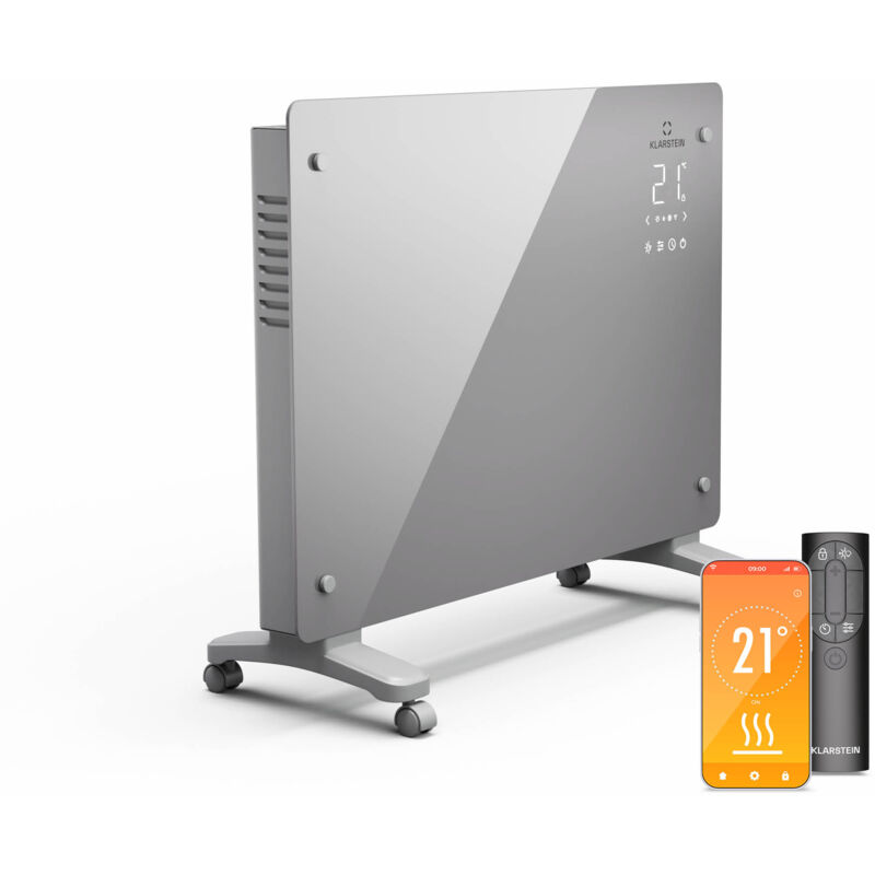 Klarstein Bansin Crystal Smart radiateur convecteur - 1500 W, montage mural/autonome, écran LED, contrôle par application, efficacité énergétique,