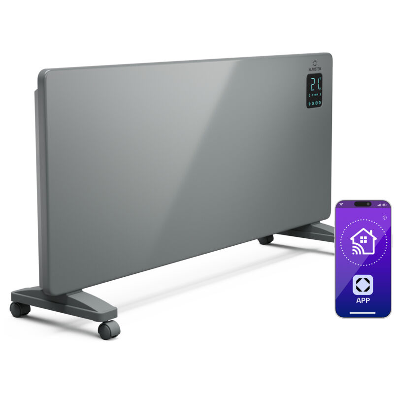 Klarstein Bansin Smart 2500 radiateur électrique - 2500 W, contrôle intelligent, mural & sur pied, chauffage rapide, économe, verrouillage parental, protection contre la surchauffe, IP24