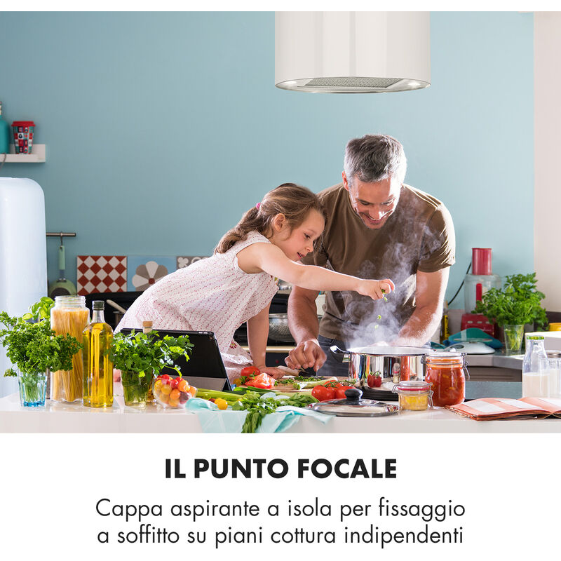 Cappa Aspirante Cucina Incasso Odori 90cm Filtro Unto 590 m³//h LED Scomparsa