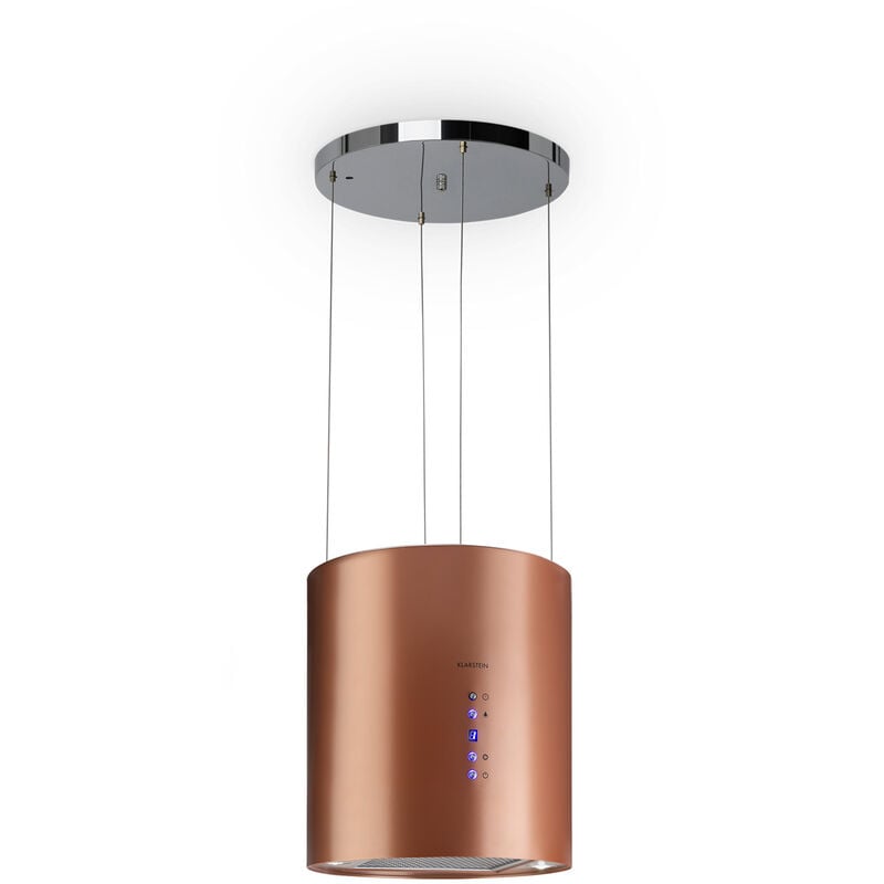 Klarstein Barett Hotte îlot Ø35 cm recyclage d'air 560 m³ / h LED cuivre