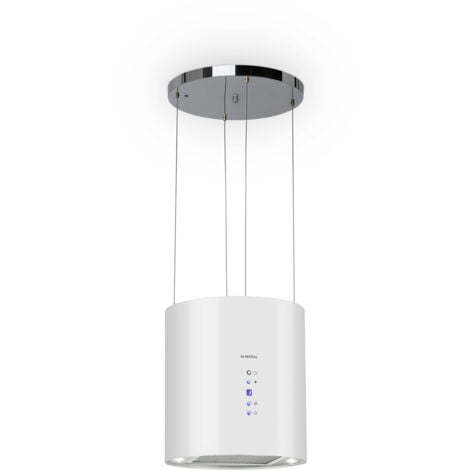 Klarstein Barett Hotte îlot aspirante Ø35 cm 590 m³/h LED classe B - blanc