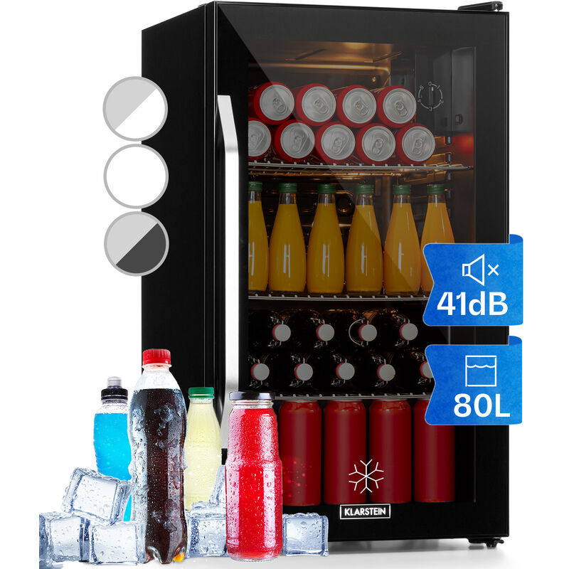 Klarstein - Mini Frigo de Chambre et Bureau pour Boisson, Petit Frigo Silencieux, Refrigerateur Mini Bar 80L, Petit Réfrigérateur Camping, Étagères