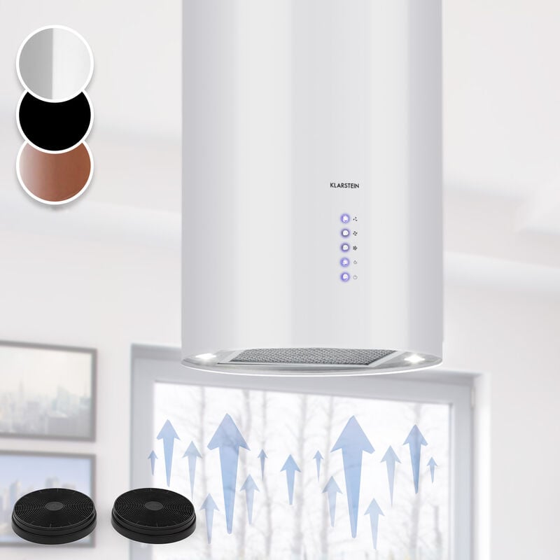 Beretta Hotte îlot 650m³/h 3 vitesses Filtres inclus Classe C - Blanc