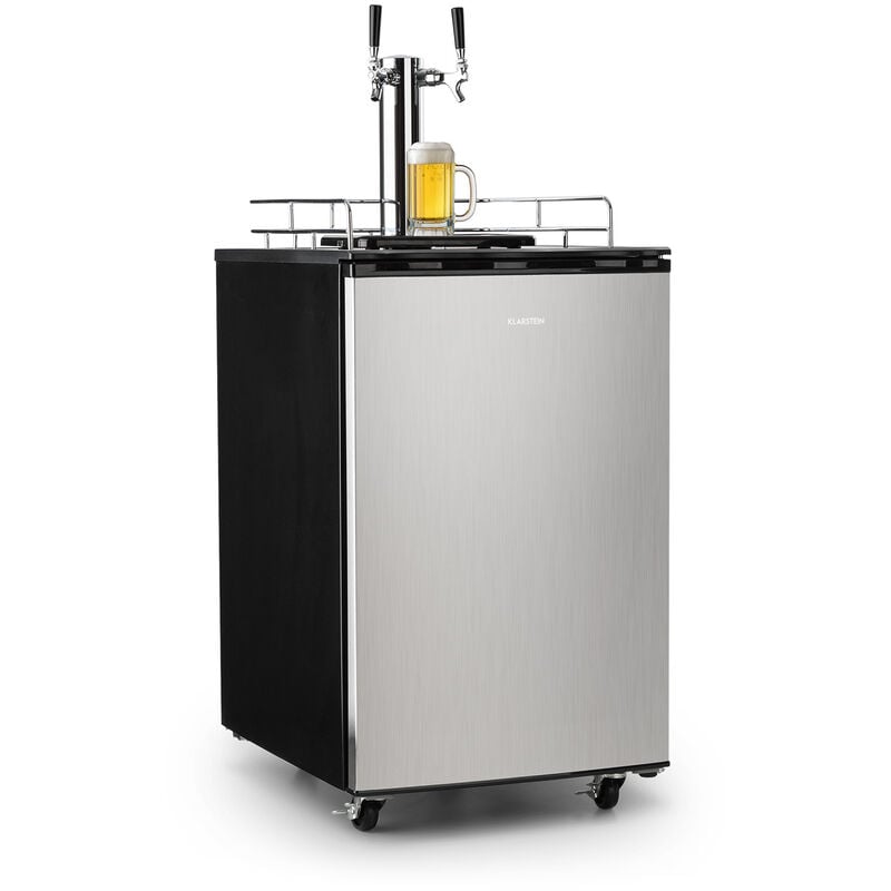 Klarstein - Big Spender Double Tireuse à bière mobile & réfrigérateur pour fût -1 à 3°C , Machine à bière, 50L max., Pompe à bière, Gris