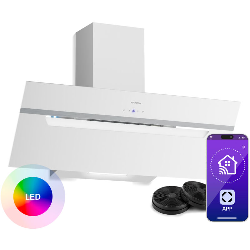 Klarstein BigBite Hotte Aspirante 90 cm - Hotte Décorative Inclinée,