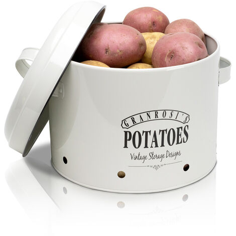 Klarstein Boite de conservation - Pot de conservation - pour pommes de terre - 27 x 21 x 23,5 cm (lxhxp) - capacité 4kg - Boite de conservation alimentaire - Look rétro crème - Crème - Crème