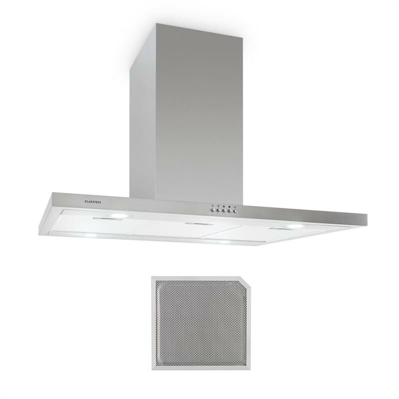 Klarstein - Bonita Hotte îlot + filtre actif recyclage d'air 90cm 500 m³/h - inox