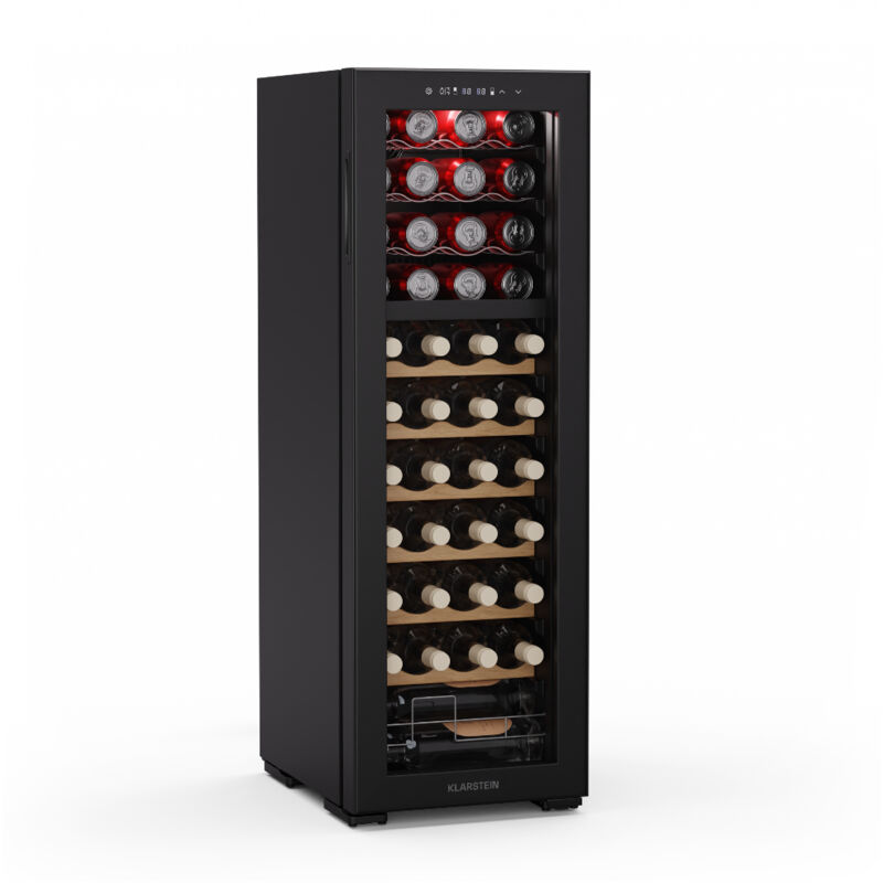 Klarstein - Bovella 44 Duo+ Cave à Vin - 44 Bouteilles, 2 Zones, 5-18°C, Commande Tactile, Éclairage led, Protection uv, Cave à Vin Réfrigérante