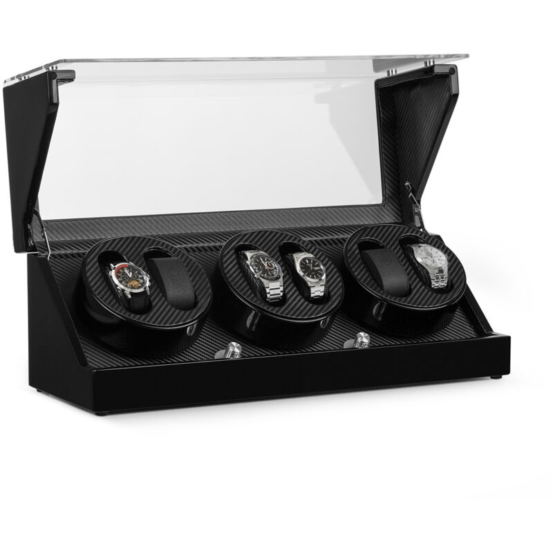 Klarstein - CA3PM Remontoir de luxe pour 6 montres 4 programmes - optique carbone