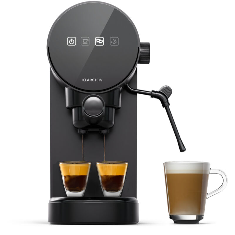 Klarstein - Cafetiere avec Mousseur de Lait Cafetières Machines à Café et Machines à Expresso 0.9L Petite Cafetière Electrique Acier Inoxydable 1360W