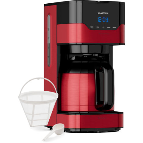 Klarstein – Cafetière électrique 1,2L en acier inoxydable – 800W – Carafe thermique pour café chaud et glacé – Écran LCD avec minuterie automatique