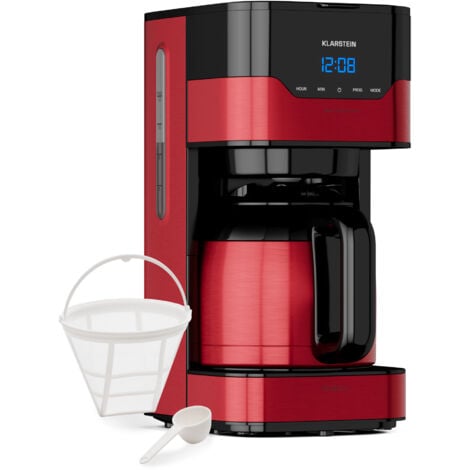 Klarstein Cafetiere Espresso, Café Chaud et Glacé, Cafetières 1.2L, Machines à Café, Machines à Expresso, Petite Cafetière Electrique Acier Inoxydable 800W Café Filtre, Machine a Cafe Qualite Barista
