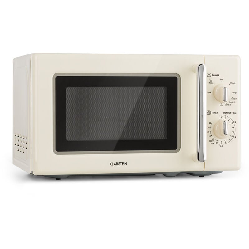 Klarstein - Caroline Four micro-ondes 20Ll 700 - 1000 w Ø25,6cm Look rétro crème