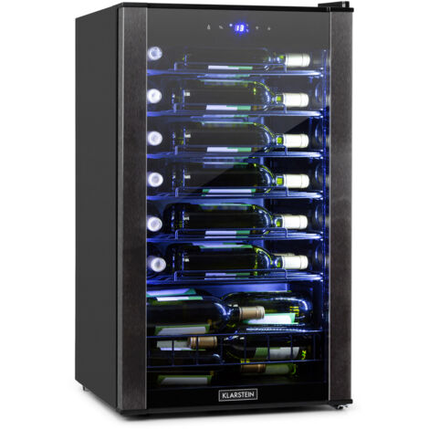 Klarstein – Cave à vin de vieillissement 93L – 36 bouteilles – Température réglable 4-18°C – Panneau tactile – Porte vitrée panoramique – Dimensions 48x84x47,5cm
