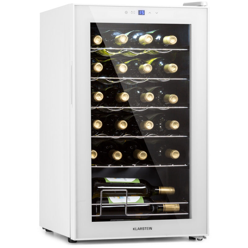 Klarstein shiraz 24 uno cave &agrave; vin de service 63l 24 bouteilles contr&ocirc;le tactile 5-18&deg;c verre blanc 