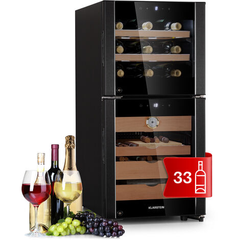 Klarstein – Cave à vin de service 89L – 9 bouteilles – Panneau tactile – Humidificateur intégré – Design élégant avec éclairage LED