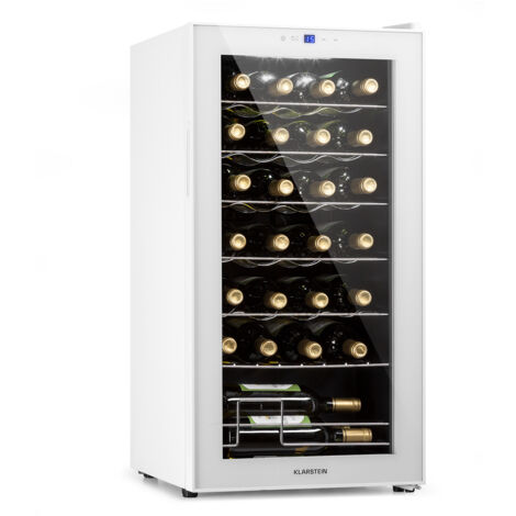 Klarstein – Cave à vin de vieillissement 28 bouteilles – Capacité 74L – Température réglable 5-18°C – Porte en verre – Éclairage LED intérieur