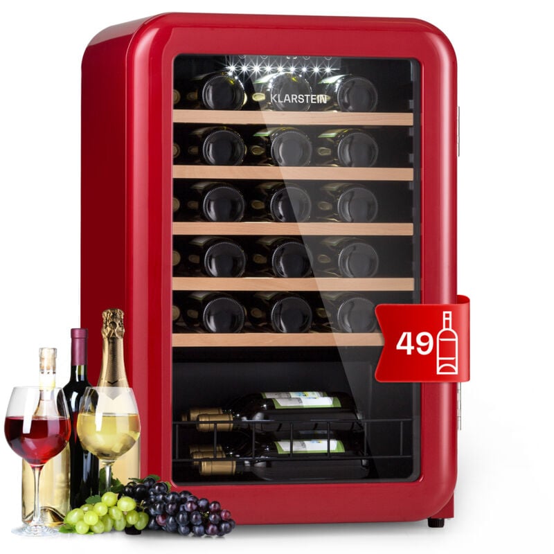 Klarstein - Cave a Vin Encastrable, Caves à Vin de Conservation de 115L, Porte en Verre, Cave a Vins à Zone Unique, Bar Int/Ext, Frigo Vin, Cave a