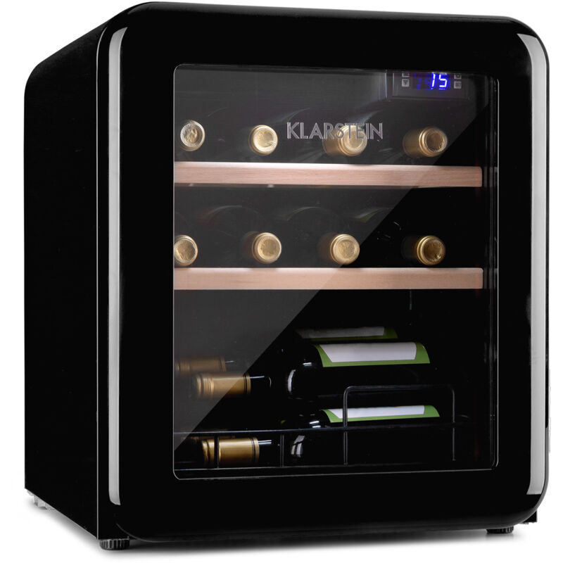 Klarstein - Cave a Vin, Réfrigérateur à Vin avec Porte en Verre, Cave à Vin de Vieillissement, Zone Unique, Prosecco, Bière, Ecran Tactile,