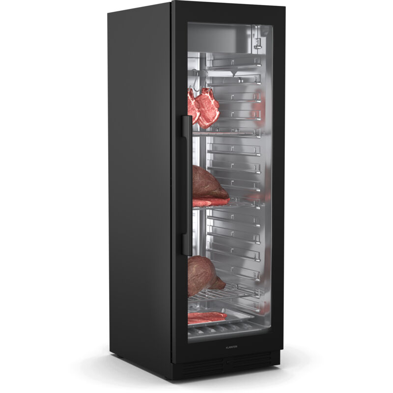 Klarstein Cave de Maturation de Viande, 352L, Température & Humidité Réglables, Éclairage UVC Antibactérien, Panneau Tactile, Porte Double Vitrage,