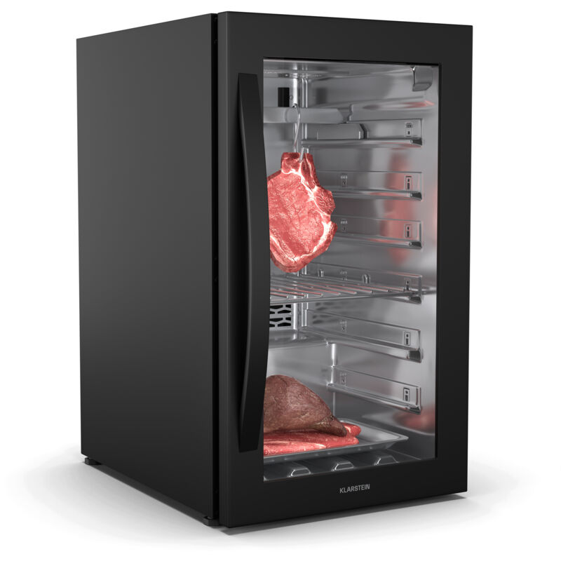 Klarstein Cave de Maturation de Viande, 88L Frigo Vieillissement Viande avec Contrôle Température & Humidité, Éclairage UVC Antibactérien, Panneau