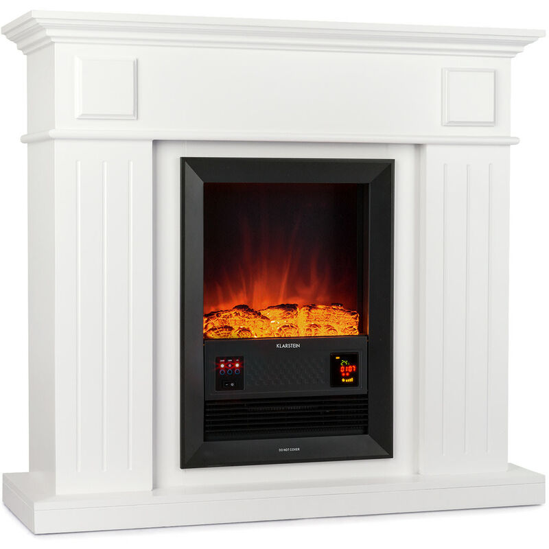 Klarstein Chamonix Electric Fireplace Fan Heater 2000w White Wood