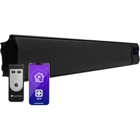 Klarstein Chauffage Electrique à Infrarouge, Chauffage de Jardin 2400W, App Smart WiFi, Télécommande, Minuterie, Affichage LED, Chauffage Exterieur Terrasse IP44, Chauffage d'Appoint Econome Sans CO2