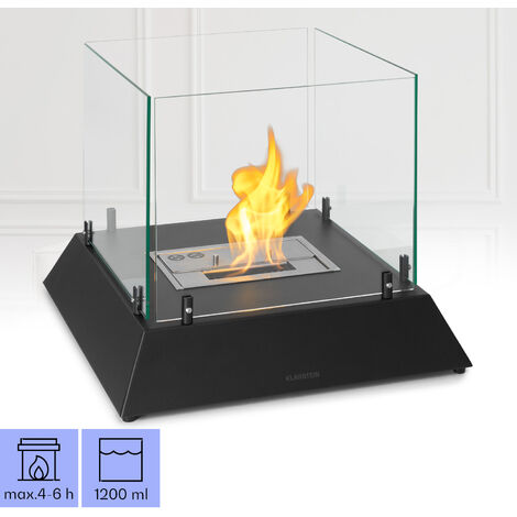 Klarstein – Cheminée bioéthanol moderne 2,2 kW – Brûleur en acier inoxydable – Autonomie 4-6 heures – Inodore et sans fumée – Dimensions 48 x 48 x 40 cm