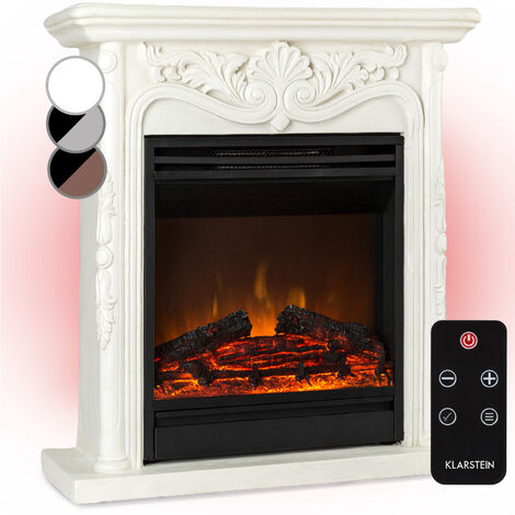 Klarstein – Cheminée électrique décorative 1800W – Simulation de flammes LED réalistes – Télécommande et minuterie – Design en pierre polystone – Dimensions 60x66x22 cm