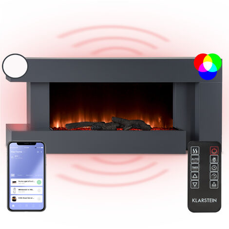 Klarstein – Cheminée électrique décorative 2000W – Télécommande et minuterie – Effet flamme LED – Arrêt automatique – Dimensions 134x58x21cm