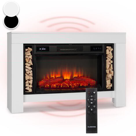 Klarstein Cheminée Electrique d'Intérieur, Chauffage Electrique de 1900W, Fausse Cheminée Decorative avec Effet Flamme en LED, Télécommande Inclus, Programmable, Minuterie, Thermostat Réglable