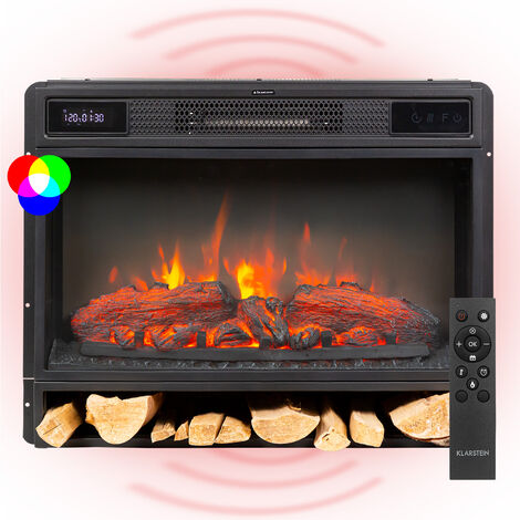 Klarstein Chimenea eléctrica Vulsini 1900 W tecnología LED mando a distancia - Negro