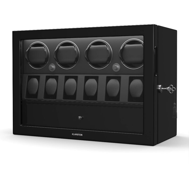 Klarstein - ChronoVault Remontoir de montre automatique – Boîte à montre automatique avec moteur silencieux japonais, cuir végétal, 4 modes de