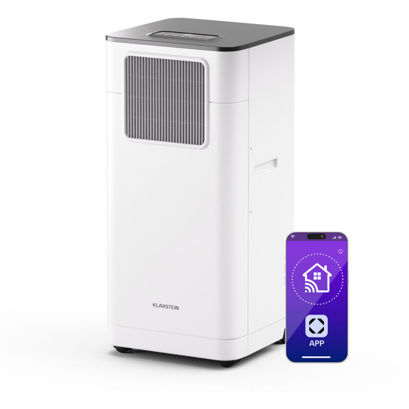 Klarstein - Climatiseur Mobile avec Évacuation, 7000 btu, 3 en 1, Refroidissement Silencieux, Déshumidification & Ventilateur, Contrôle Intelligent