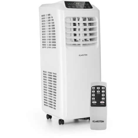 Klarstein Climatiseur Mobile Silencieux, Climatiseur 3 en 1, Mode Nuit, Déshumidificateur, Ventilateur, Mini Climatisation à Faible Conso, Evacuation, Clim Portable, Puissant 7000 BTU, Climatiseurs