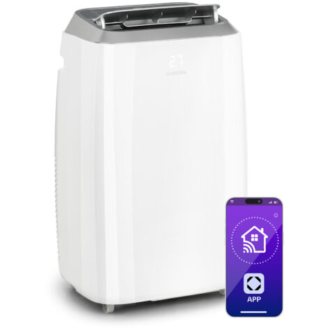 Klarstein Climatiseur Mobile Silencieux, Climatiseur 4 en 1, Mode Nuit, Déshumidificateur, Ventilateur, Mini Climatisation à Faible Conso, Evacuation, Clim Portable, Puissante, 12000 BTU, Climatiseurs