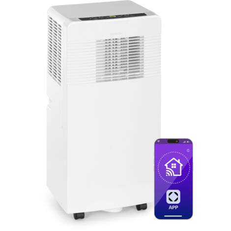 Klarstein Climatiseur Mobile Silencieux, Climatiseur 4 en 1, Mode Nuit, Déshumidificateur, Ventilateur, Mini Climatisation à Faible Conso, Evacuation, Clim Portable, Puissante, 7000 BTU, Climatiseurs