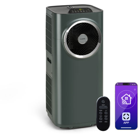 Klarstein Climatiseur Mobile Silencieux, Climatiseur Portable 5 en 1, Mini Climatiseur, Purificateur et Elimination des Odeurs, Mode Nuit, Déshumidificateur d'Air, Faible Conso, 10K BTU, Climatiseurs