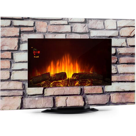 Klarstein Colmar Chimenea eléctrica Cristal 2000W 7 LED de colores Mando a distancia