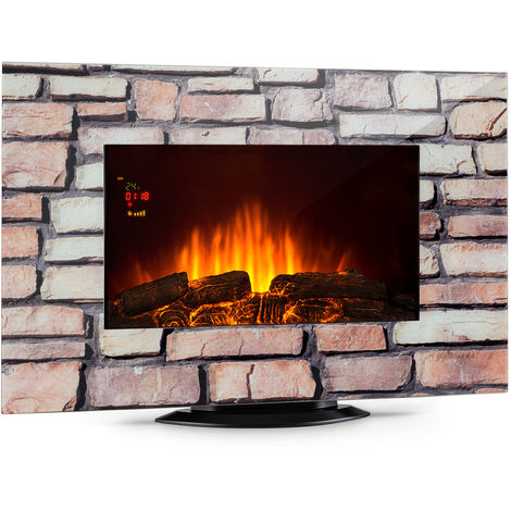 Klarstein Colmar Electric Fireplace Glass 2000W 7 LED Colors Remote Control