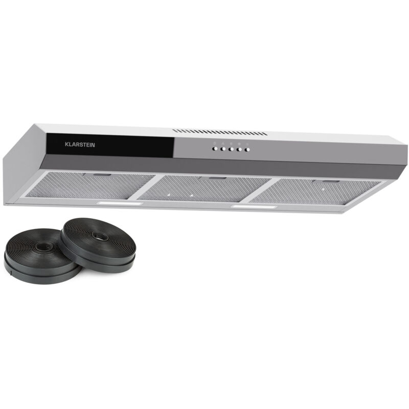 Klarstein Contempo 90 Under Cabinet Hood, 90cm Kitchen Hood With 200 M³/h Airflow, Led Lighting, Energy Class C, Aluminium Grease Filters,