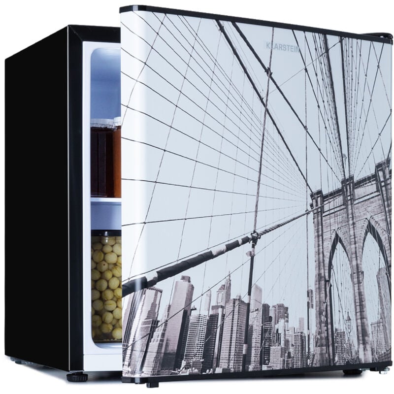 Klarstein - CoolArt - Combiné réfrigérateur-congélateur, réfrigérateur avec 2 niveaux de refroidissement, façade design, thermostat avec 5 niveaux, 0