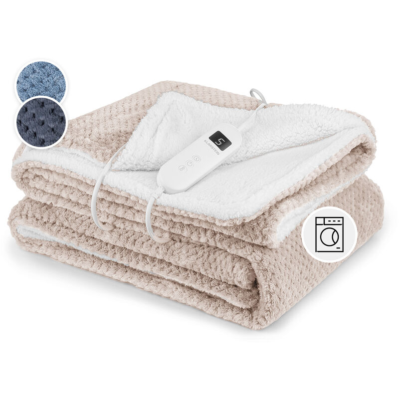 Klarstein – Couverture chauffante électrique XL 180x130 cm – 160W – 9 niveaux de chaleur – Lavable en machine – Panneau de commande amovible