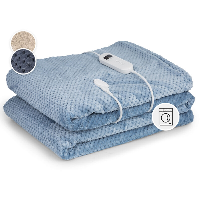 Klarstein Couverture Chauffante 2 Places électrique XXL 200x180 cm 2 Personnes Plaid Chauffant et Lavable en Machine 9 Températures Minuterie